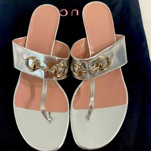 Gucci toe ring sandals, silver , size eu 37.5